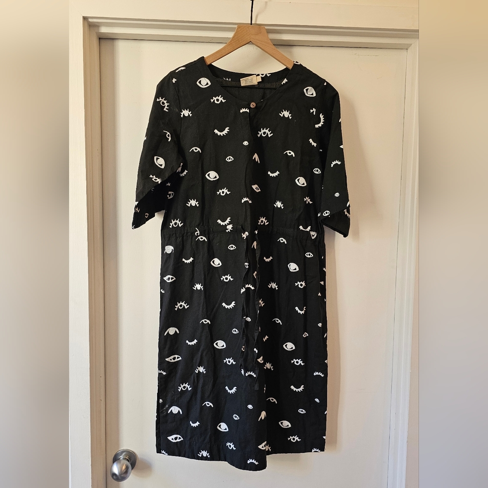 Mata Traders Cotton Dress Onyx Eyes Pattern Size S